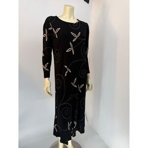 Vintage‎ 90s David Dart Collection Boho Gothic Maxi Dress Black Embroidered M